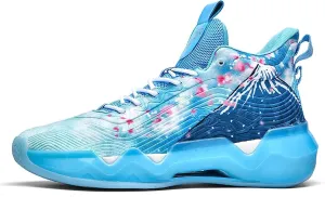 Unisex Fluorescent Basketball Shoes Sneakers Super Light High Top Graffiti Style Combat Basketball Boots