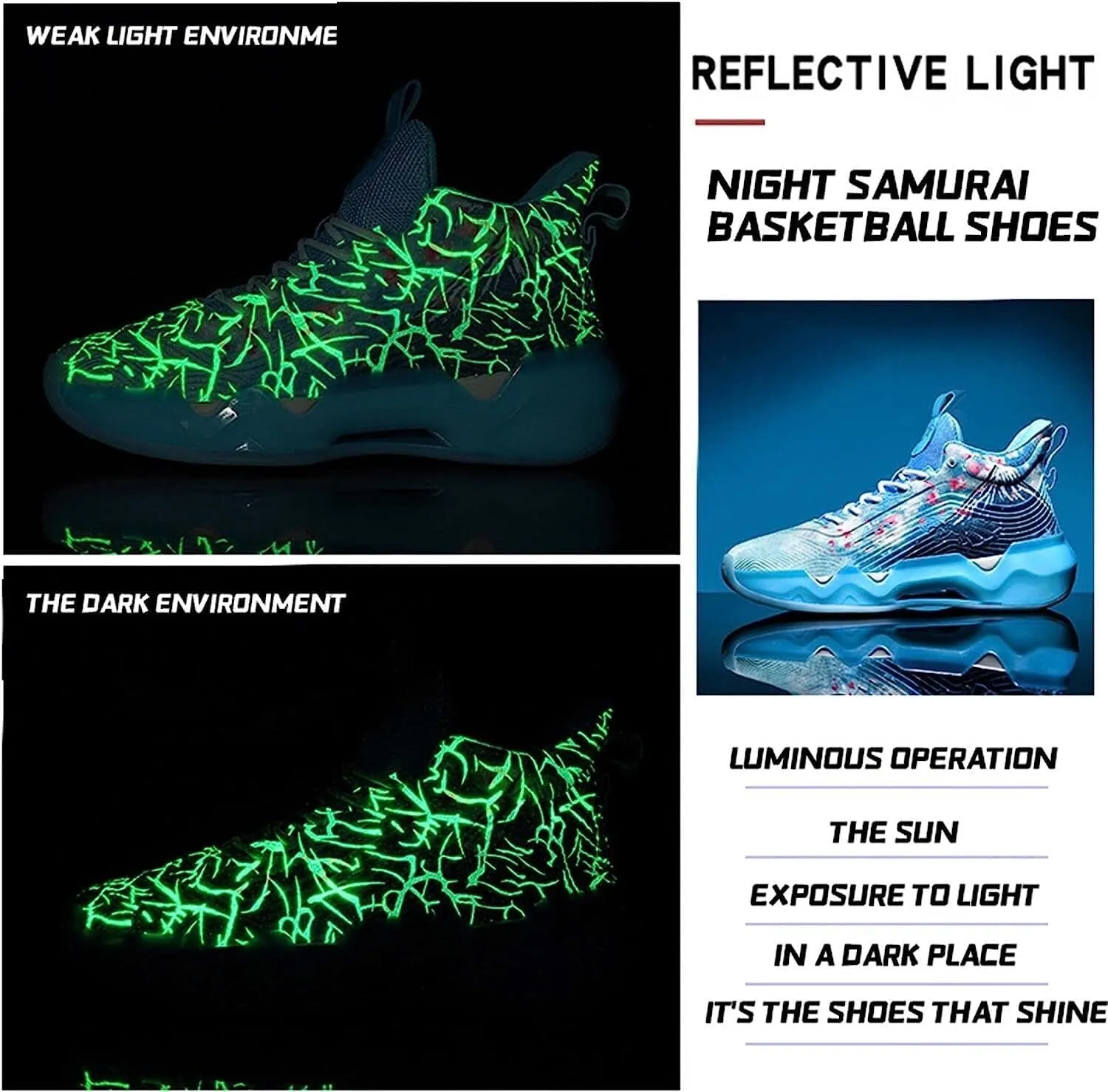 Unisex Fluorescent Basketball Shoes Sneakers Super Light High Top Graffiti Style Combat Basketball Boots