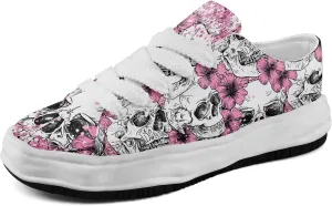 Unisex Skull Canvas Shoes Fashion Sneakers Low Top Flat Casual Tennis Walking Shoes for Men Women