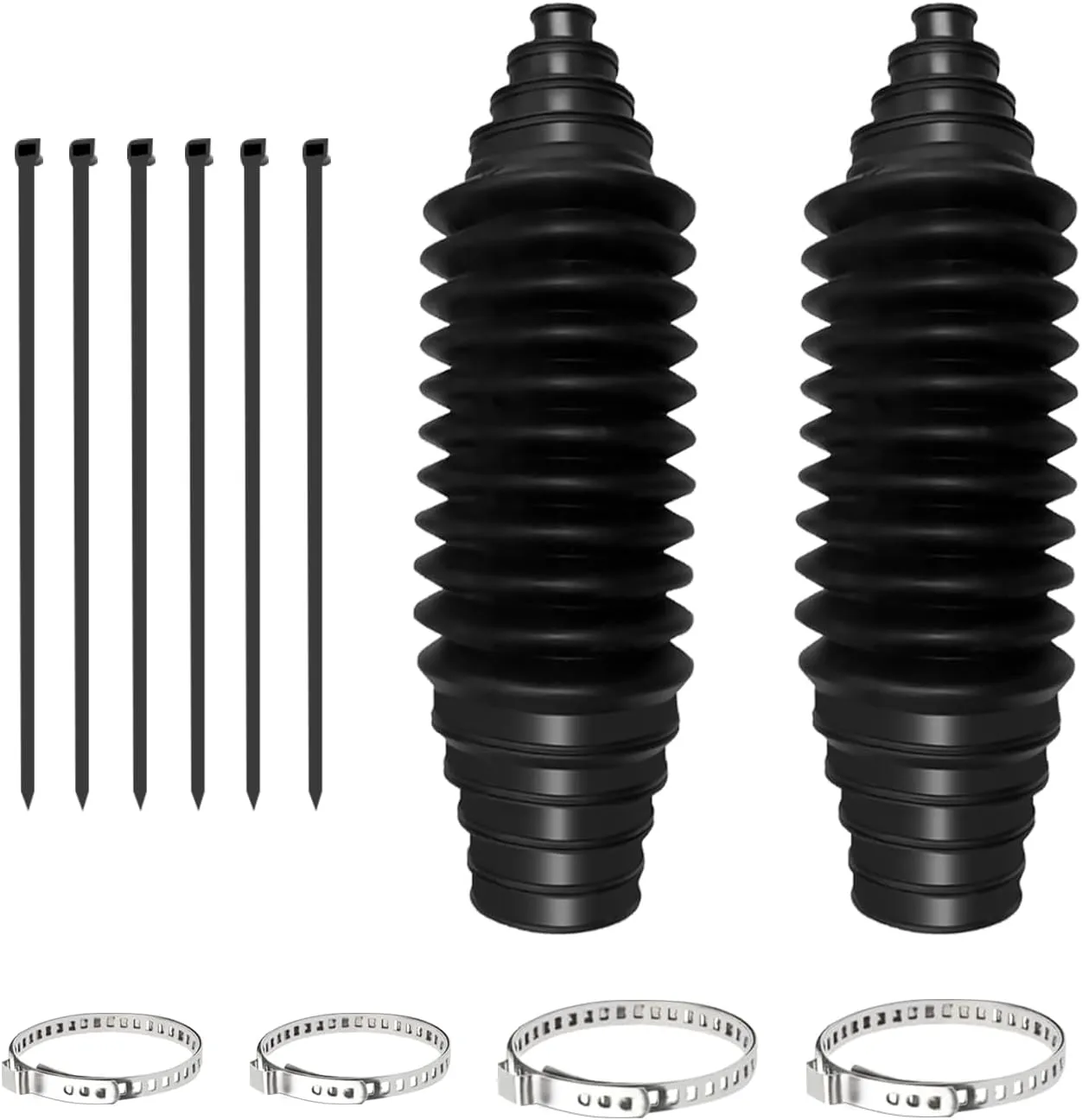 Universal Steering Rack and Pinion Tie Rod Boots, Boot Rack for Car, Dustproof Silicone Inner Tie Rod Boot Set with Rack and Pinion Bellow Cable Ties and Clamps, Car Accessories for Most Cars