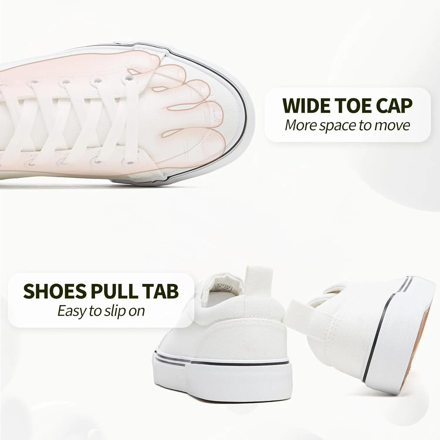 Uoidru Black Sneakers for Women Canvas White Tennis Shoes Women Casual Low Top Skateboard Fashion Sneakers