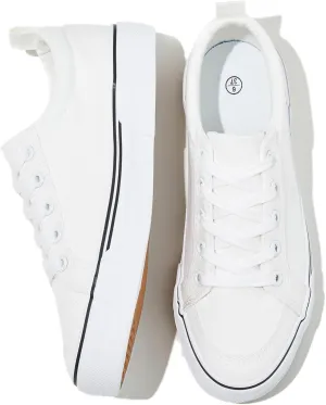 Uoidru Black Sneakers for Women Canvas White Tennis Shoes Women Casual Low Top Skateboard Fashion Sneakers