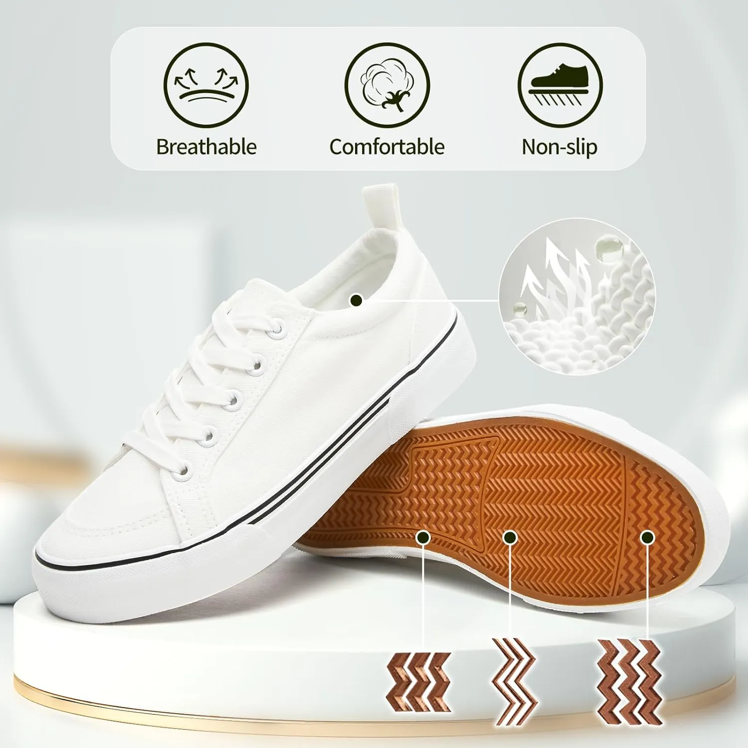 Uoidru Black Sneakers for Women Canvas White Tennis Shoes Women Casual Low Top Skateboard Fashion Sneakers