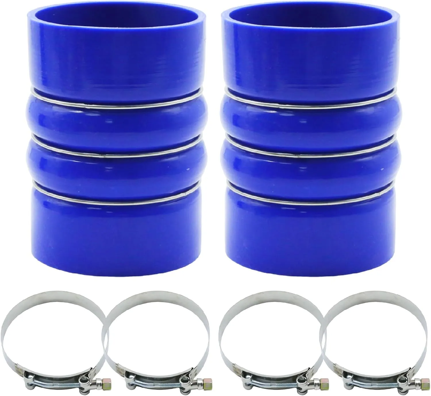 UOIENRT 2Pcs 4" X 6" 4 inch Intercooler Hose, Charge Air Cooler Hump Hose Boot Sets with T Bolt Clamps, Silicone Turbo Hose (Blue)