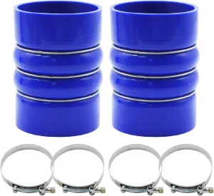 UOIENRT 2Pcs 4" X 6" 4 inch Intercooler Hose, Charge Air Cooler Hump Hose Boot Sets with T Bolt Clamps, Silicone Turbo Hose (Blue)