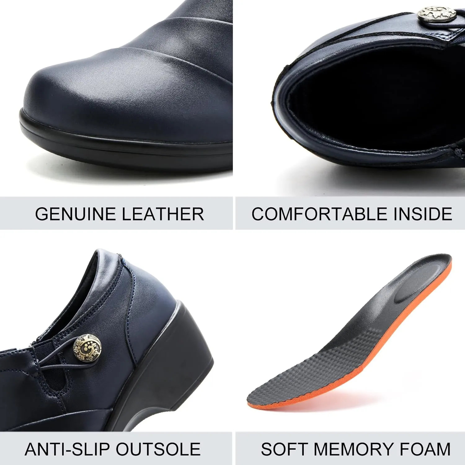 UZB Loafers for Womens Comfort Dressy Low Heel Office Work Shoes