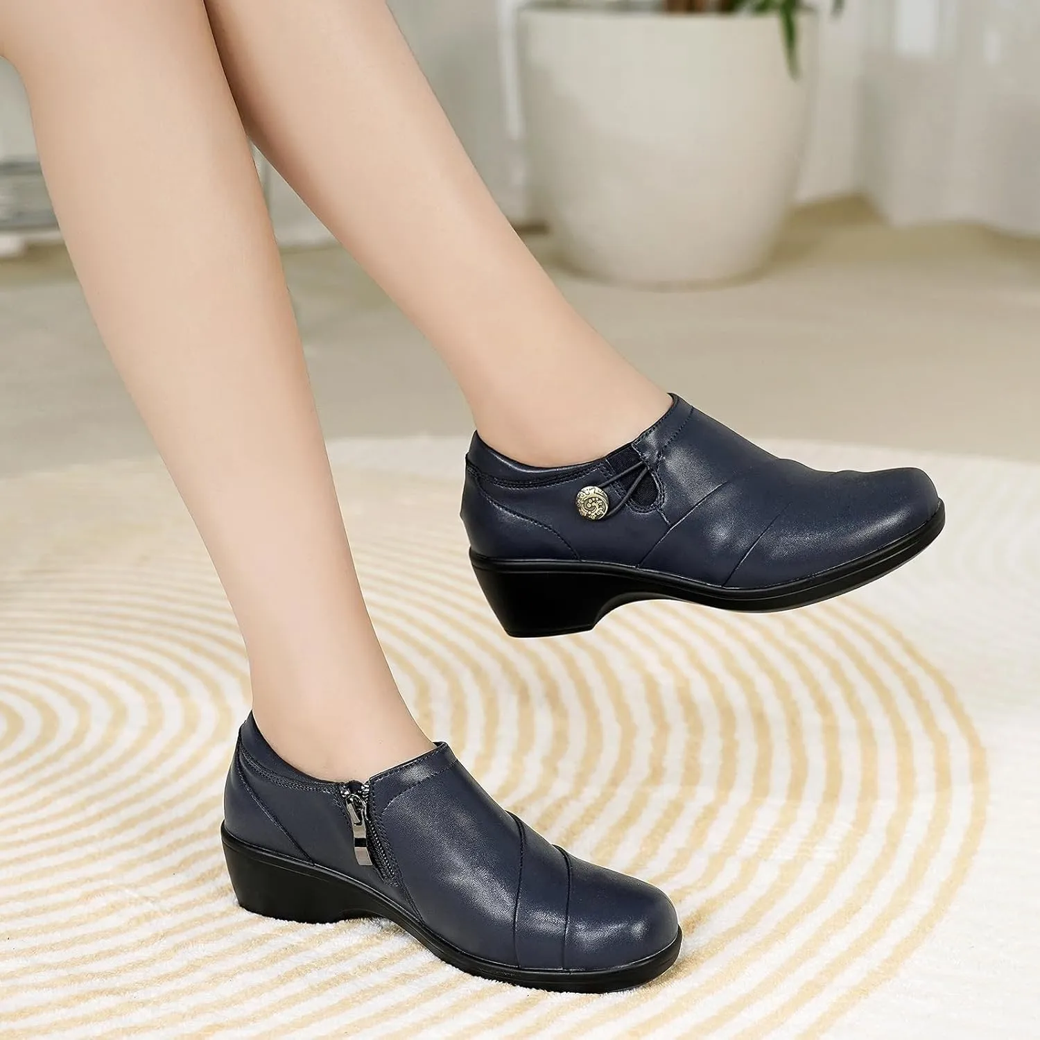 UZB Loafers for Womens Comfort Dressy Low Heel Office Work Shoes