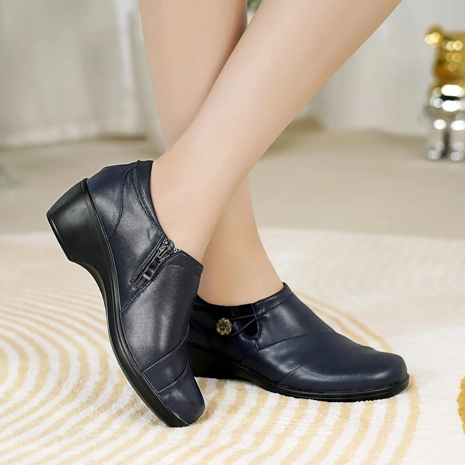 UZB Loafers for Womens Comfort Dressy Low Heel Office Work Shoes