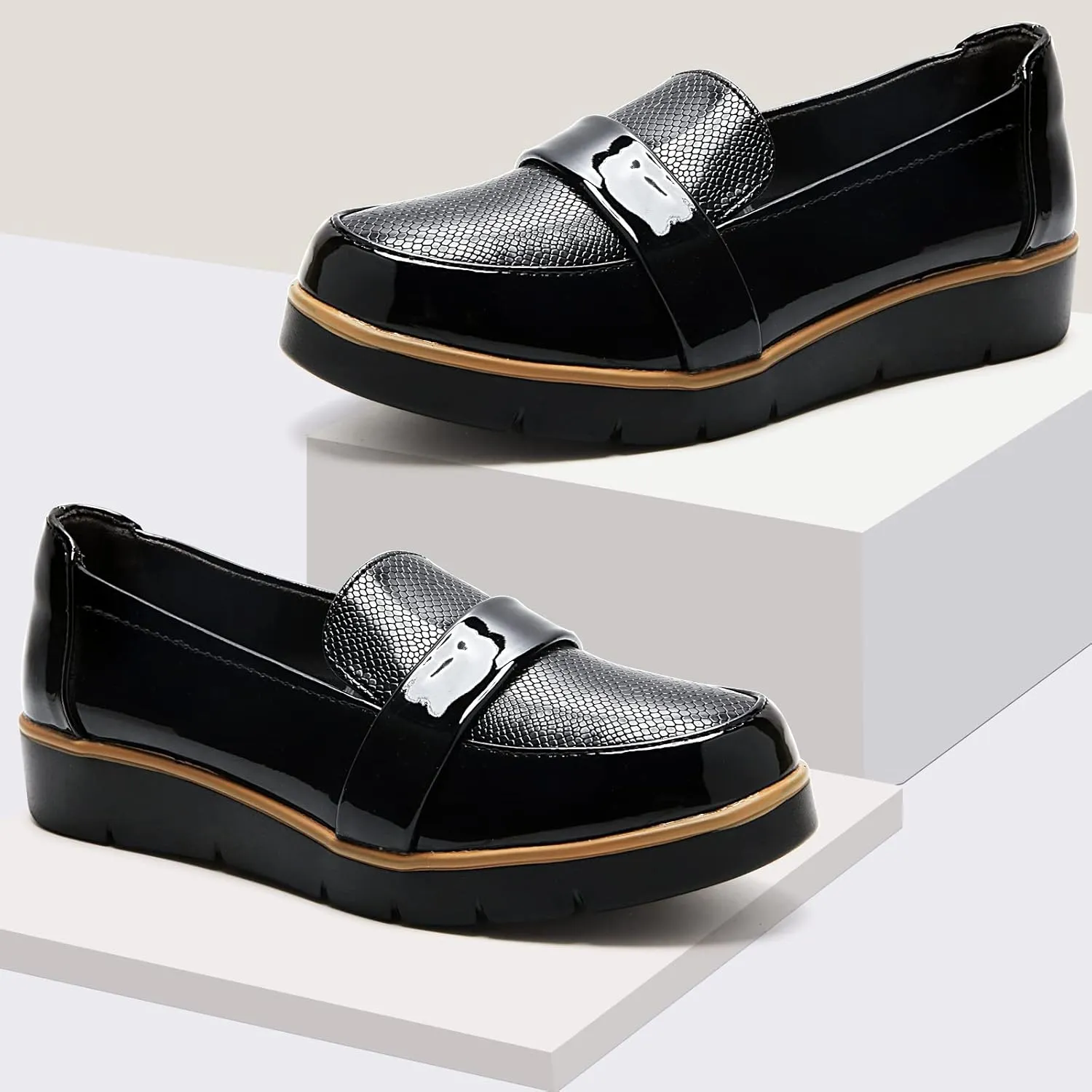 UZB Slip On Loafers for Womens Leather Comfort Memory Foam Dress Shoes