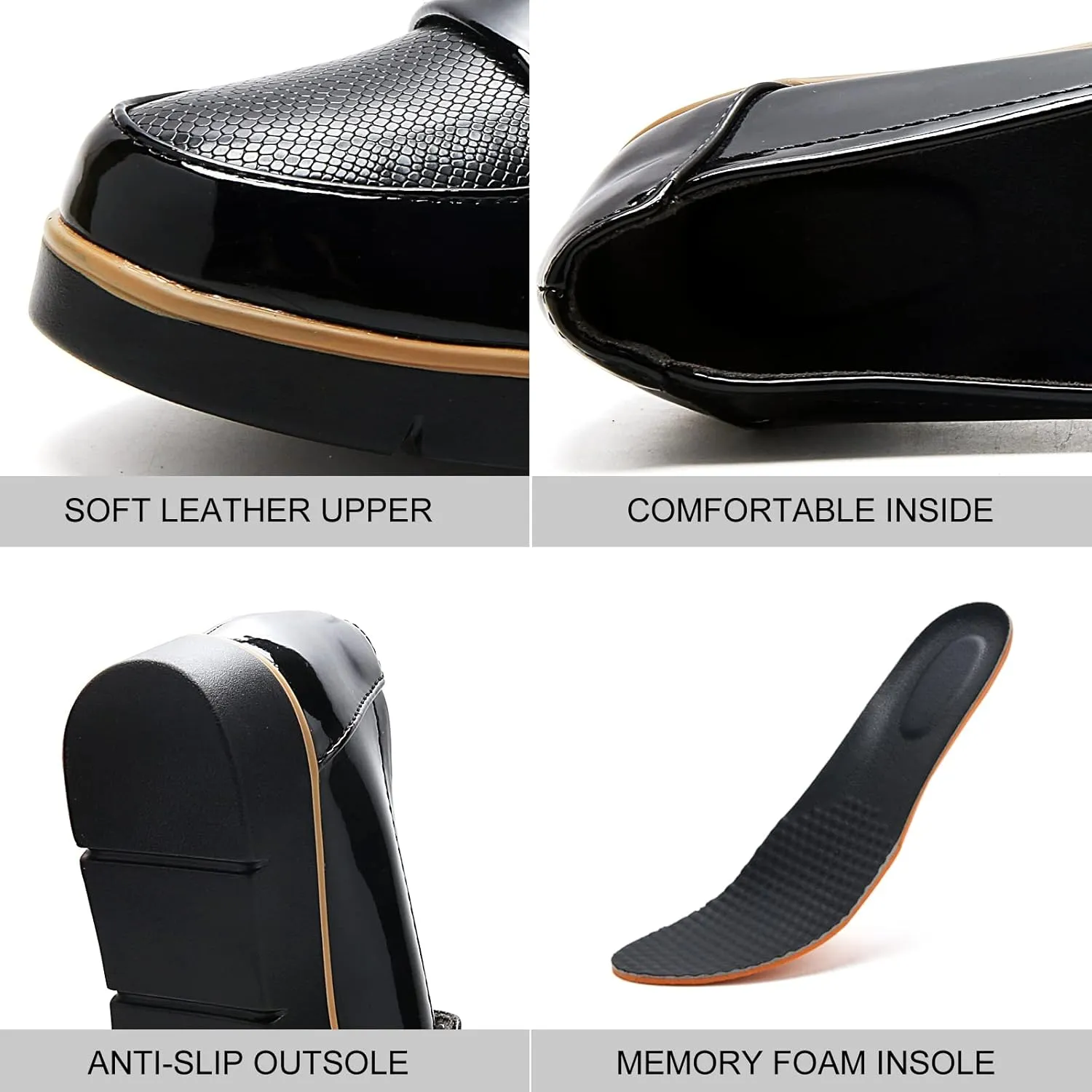 UZB Slip On Loafers for Womens Leather Comfort Memory Foam Dress Shoes