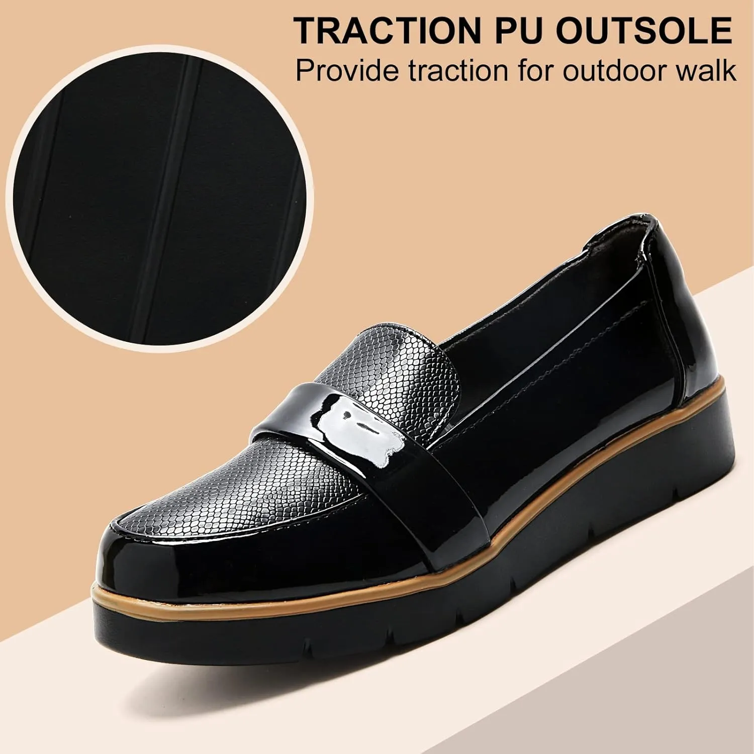 UZB Slip On Loafers for Womens Leather Comfort Memory Foam Dress Shoes