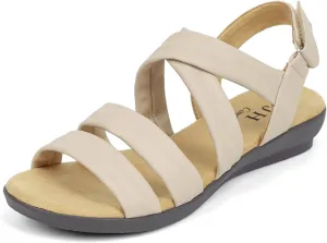 VJH confort Women’s Flat Sandals, Soft Straps Slip-on Open Toe Light Weight Elastic Slingback Comfort Casual Walking Sandals
