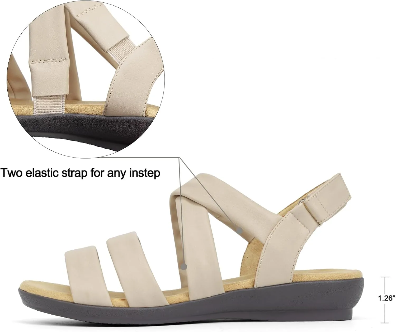 VJH confort Women’s Flat Sandals, Soft Straps Slip-on Open Toe Light Weight Elastic Slingback Comfort Casual Walking Sandals