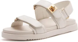 vodvob Women’s Flat Sandals with Soft Cushioned Footbed Open Toe Slides Adjustable Slip On Slippers for Summer
