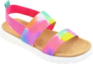 Vonair Girls Rainbow Sandals Open Toe Elastic Back Strap Comfortable Summer Sandals with Soft Rubber Sole
