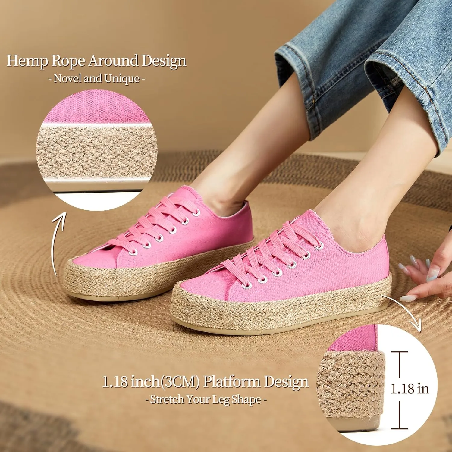Waluzs Canvas Shoes for Women White Platform Sneakers Low Top Lace Up Tennis Shoes Comfortable Casual Walking Shoes