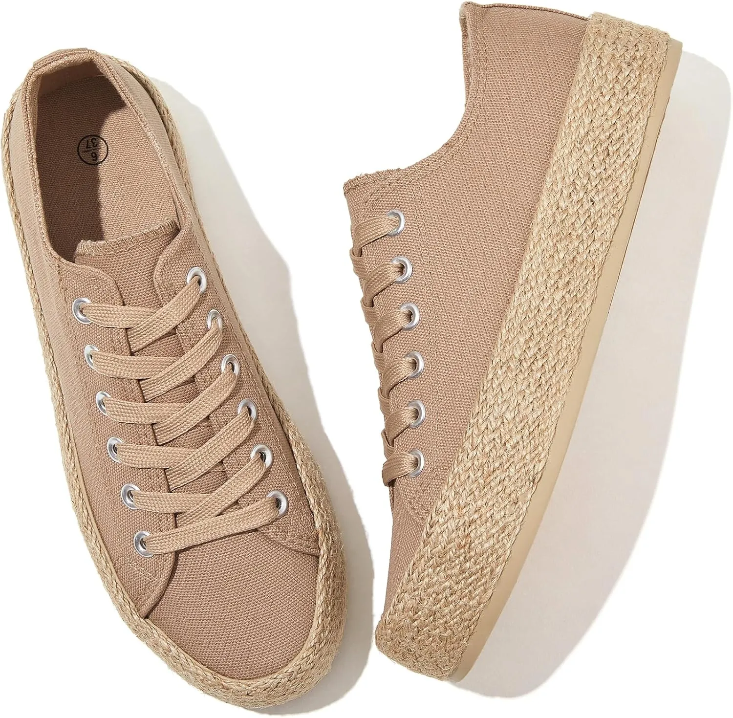 Waluzs Canvas Shoes for Women White Platform Sneakers Low Top Lace Up Tennis Shoes Comfortable Casual Walking Shoes