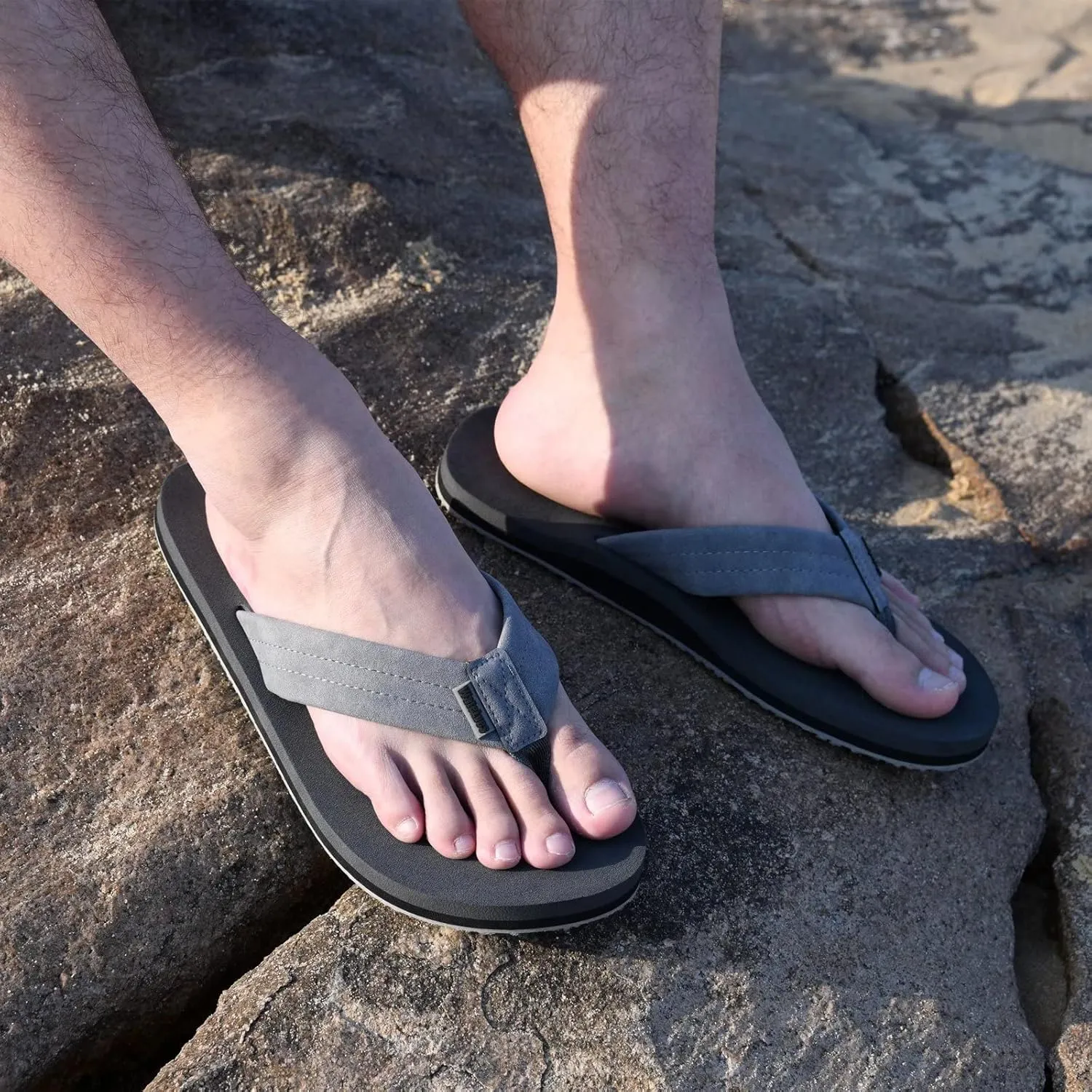 WateLves Mens-Flip-Flops-Thong-Sandals-with-Arch-Support Lightweight-Water-Shoes Open-Toe Comfort Summer-Beach-Slippers for Pool-Showers-Dorms Indoor-Outdoor
