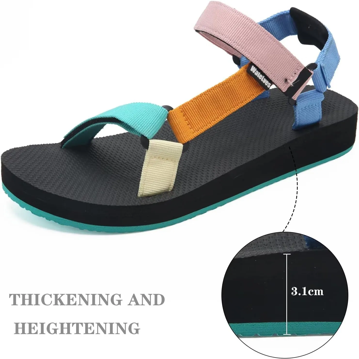 WateLves Womens-Sport-Sandals Outdoor Hiking Sandals with-Arch-Support Comfortable Webbing-Water-Athletic Beach-Sandals for Travel-Walking-Trekking-Camping