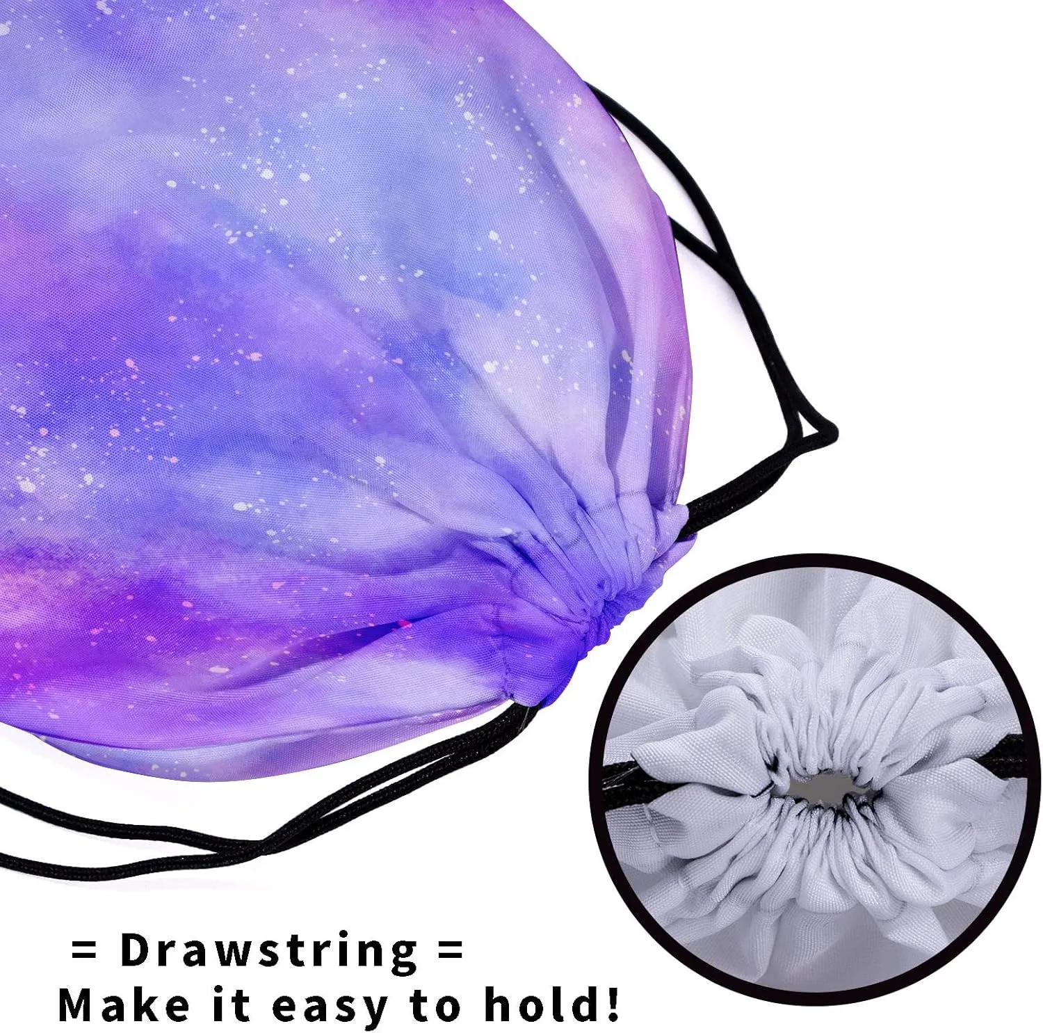 Watercolor Purple Galaxy Grip Bags - Blue Stars Grip Bag Gymnastics Cute Drawstring Storage Bags Abstact Nebula Gym Pouch Shoe Bags Adjustable Polyester Towel Bag