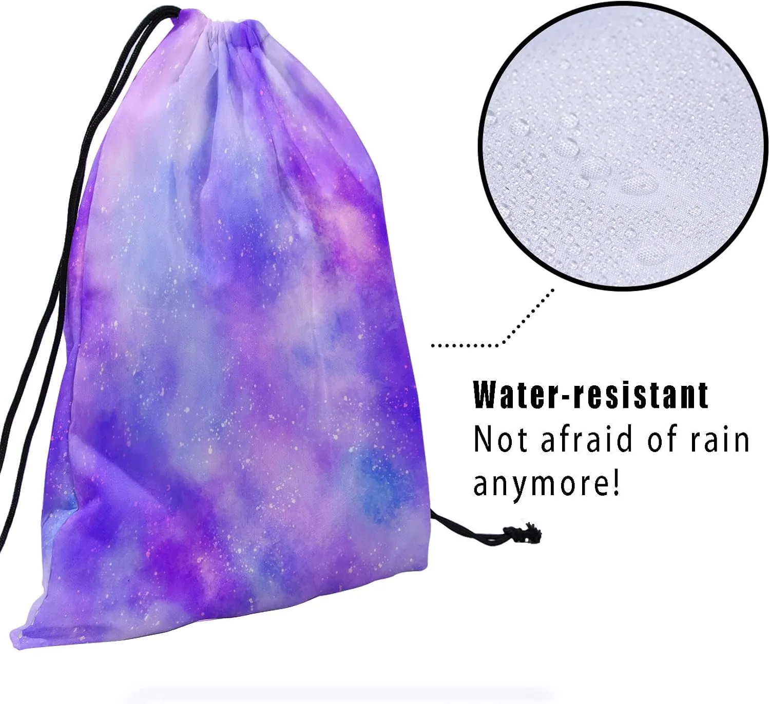 Watercolor Purple Galaxy Grip Bags - Blue Stars Grip Bag Gymnastics Cute Drawstring Storage Bags Abstact Nebula Gym Pouch Shoe Bags Adjustable Polyester Towel Bag