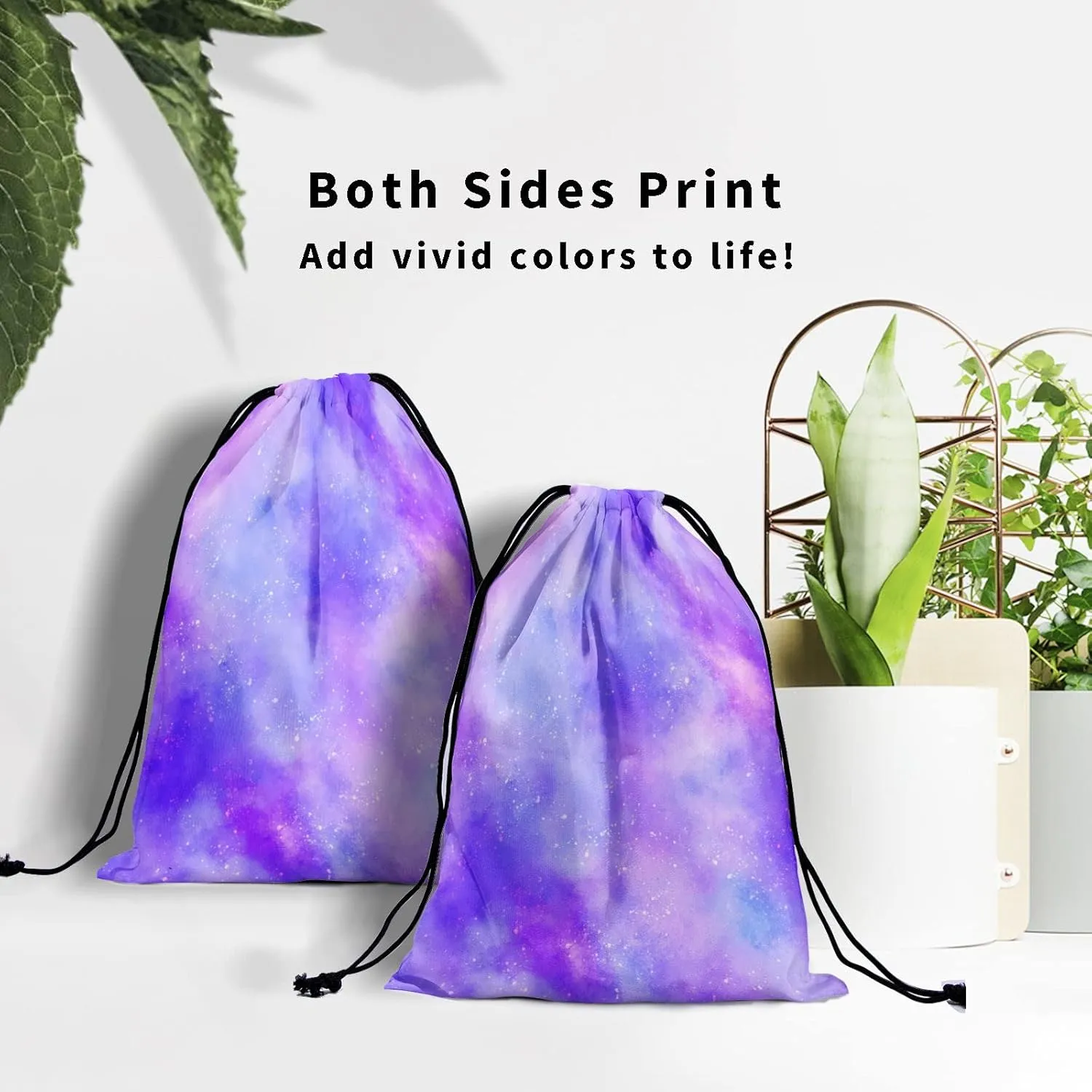 Watercolor Purple Galaxy Grip Bags - Blue Stars Grip Bag Gymnastics Cute Drawstring Storage Bags Abstact Nebula Gym Pouch Shoe Bags Adjustable Polyester Towel Bag