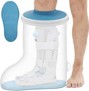 Waterproof Extra Wide Cast Covers for Shower Leg, Extra Large Foot Cast Protector with Non-Slip Bottom, Reusable Leg Cast Cover for Plus Size Adults Large Casts Surgery Shower Boots