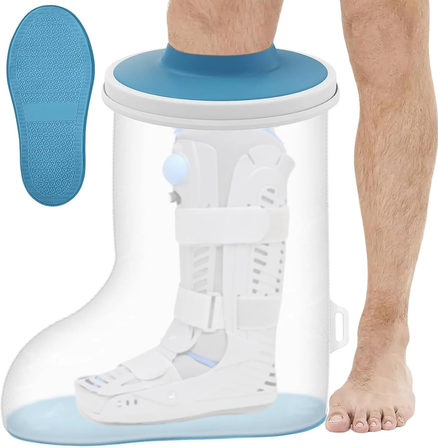 Waterproof Extra Wide Cast Covers for Shower Leg, Extra Large Foot Cast Protector with Non-Slip Bottom, Reusable Leg Cast Cover for Plus Size Adults Large Casts Surgery Shower Boots