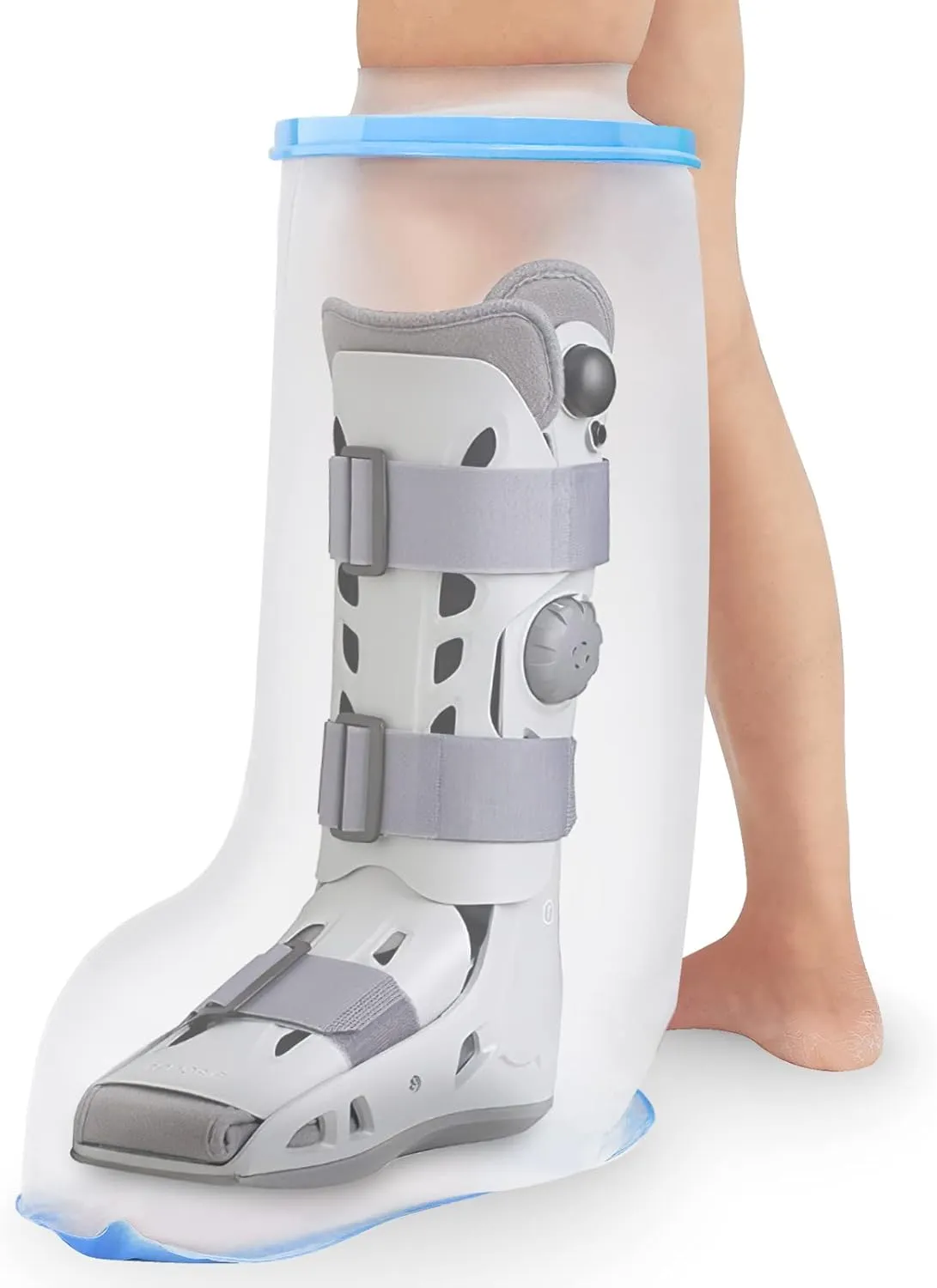 Waterproof Extra Wide Leg Cast Cover for Shower Adults, Extra Large Leg Shower Cover with Non-Slip Bottom, Watertight Foot Protector for Plus Size Adults Surgery Shower Boot