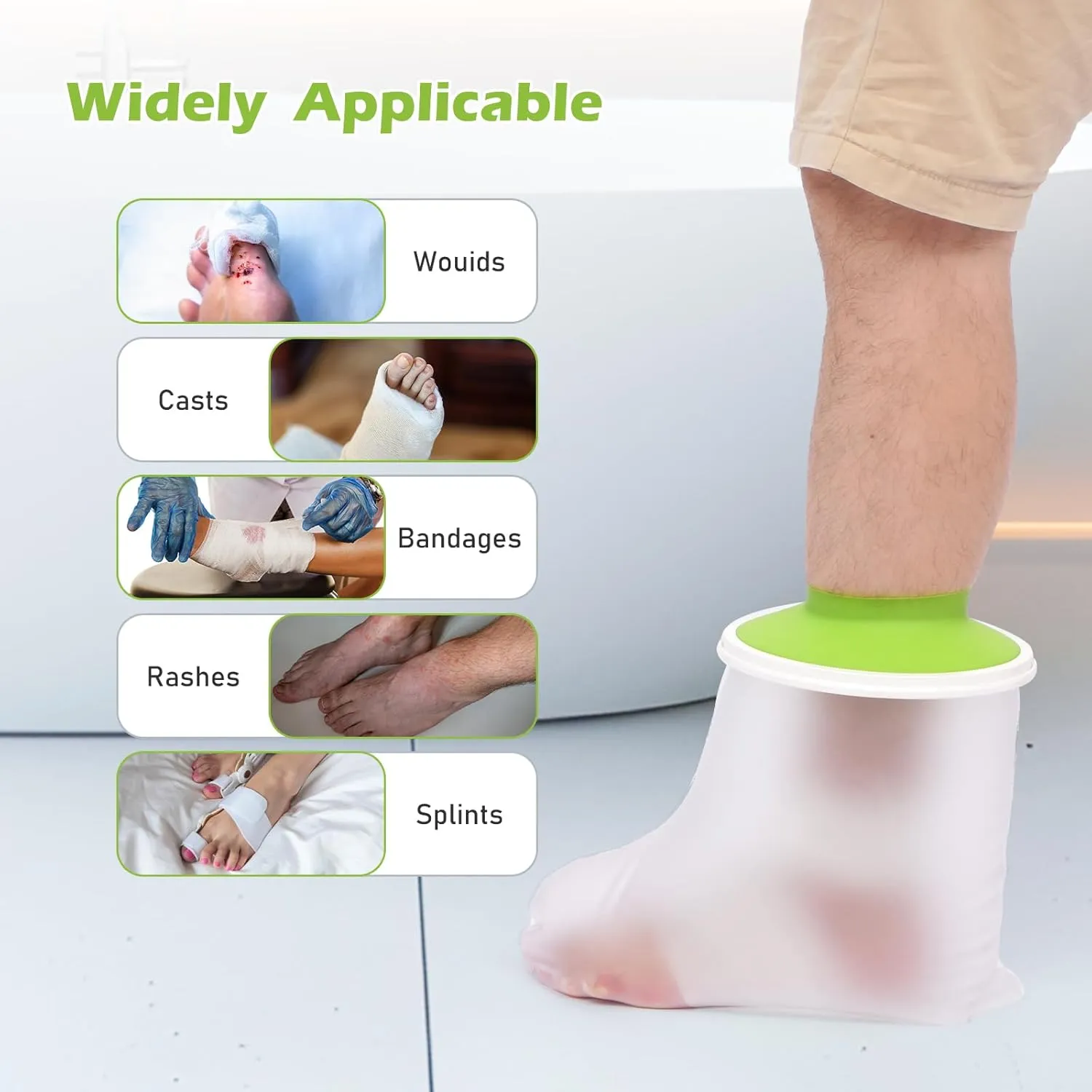 Waterproof Foot Cast Cover for Shower Adult Shower Boots for Foot After Surgery with with Small Hanger Reusable Ankle Cast Protection Cover for Fracture Surgery Foot