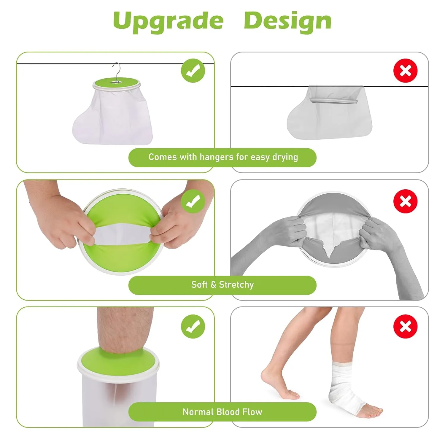 Waterproof Foot Cast Cover for Shower Adult Shower Boots for Foot After Surgery with with Small Hanger Reusable Ankle Cast Protection Cover for Fracture Surgery Foot
