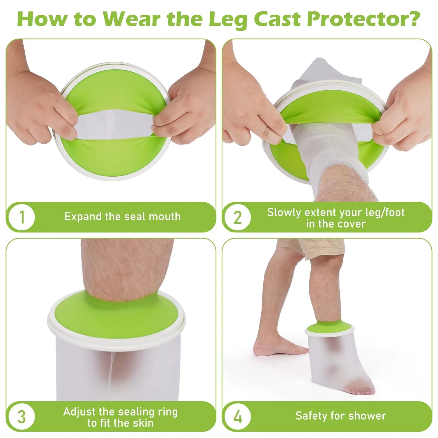 Waterproof Foot Cast Cover for Shower Adult Shower Boots for Foot After Surgery with with Small Hanger Reusable Ankle Cast Protection Cover for Fracture Surgery Foot