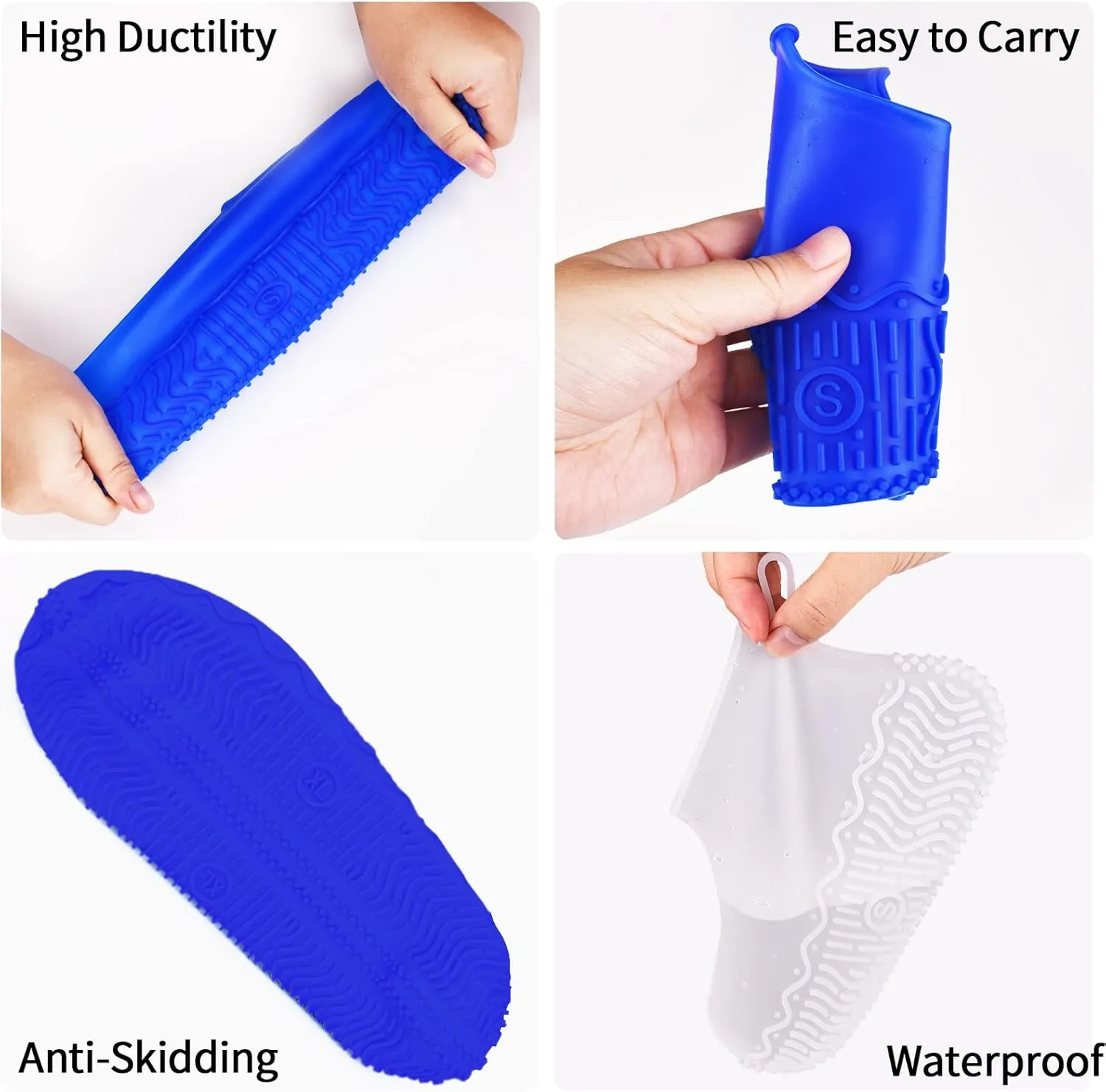 Waterproof Silicone Rain Shoes Cover, Reusable Non-Slip Overshoes, Foldable Rain/Snow Galoshes, Resistant Rain Boots Outdoor Shoes Cover Protectors for Women, Men, Kids,Teen