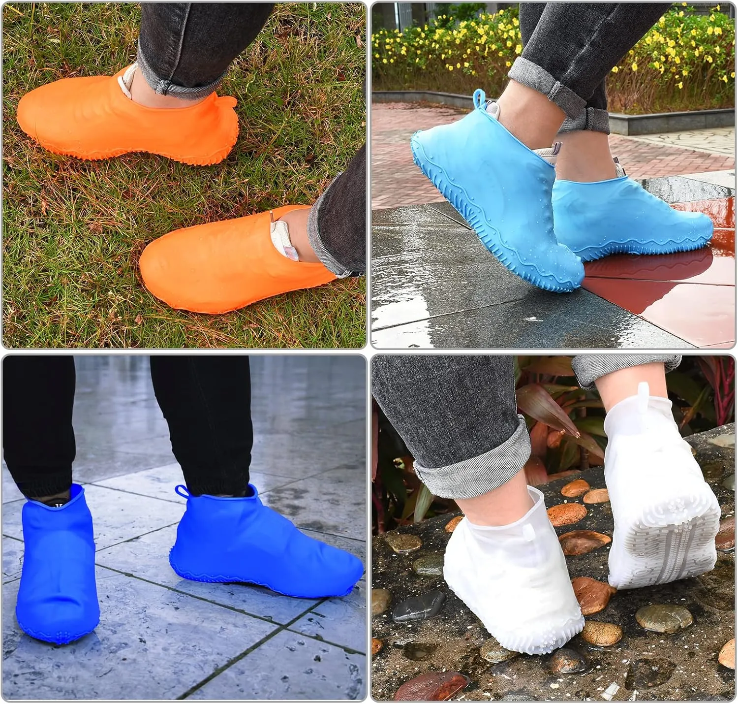 Waterproof Silicone Rain Shoes Cover, Reusable Non-Slip Overshoes, Foldable Rain/Snow Galoshes, Resistant Rain Boots Outdoor Shoes Cover Protectors for Women, Men, Kids,Teen