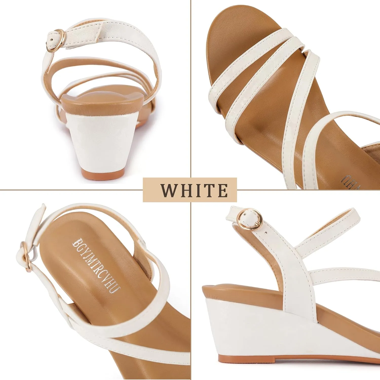 Wedge Sandals for Women Dress Elastic Ankle Strap Rhinestone Sandals Summer Comfortable Shoe