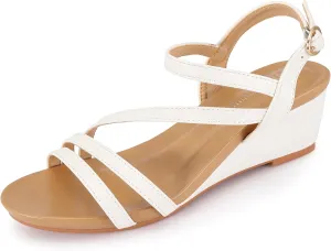 Wedge Sandals for Women Dress Elastic Ankle Strap Rhinestone Sandals Summer Comfortable Shoe