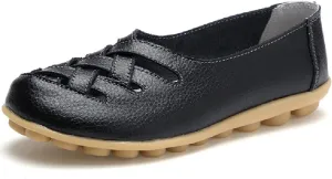 WERWAES Womens Loafers Flat Penny Boat Dress Shoes Comfortable Light-Weight Casual Slip-On Shoes Fashion Moccasin Genuine Leather Office Walking Driving Round Toe Non Slip Shoes