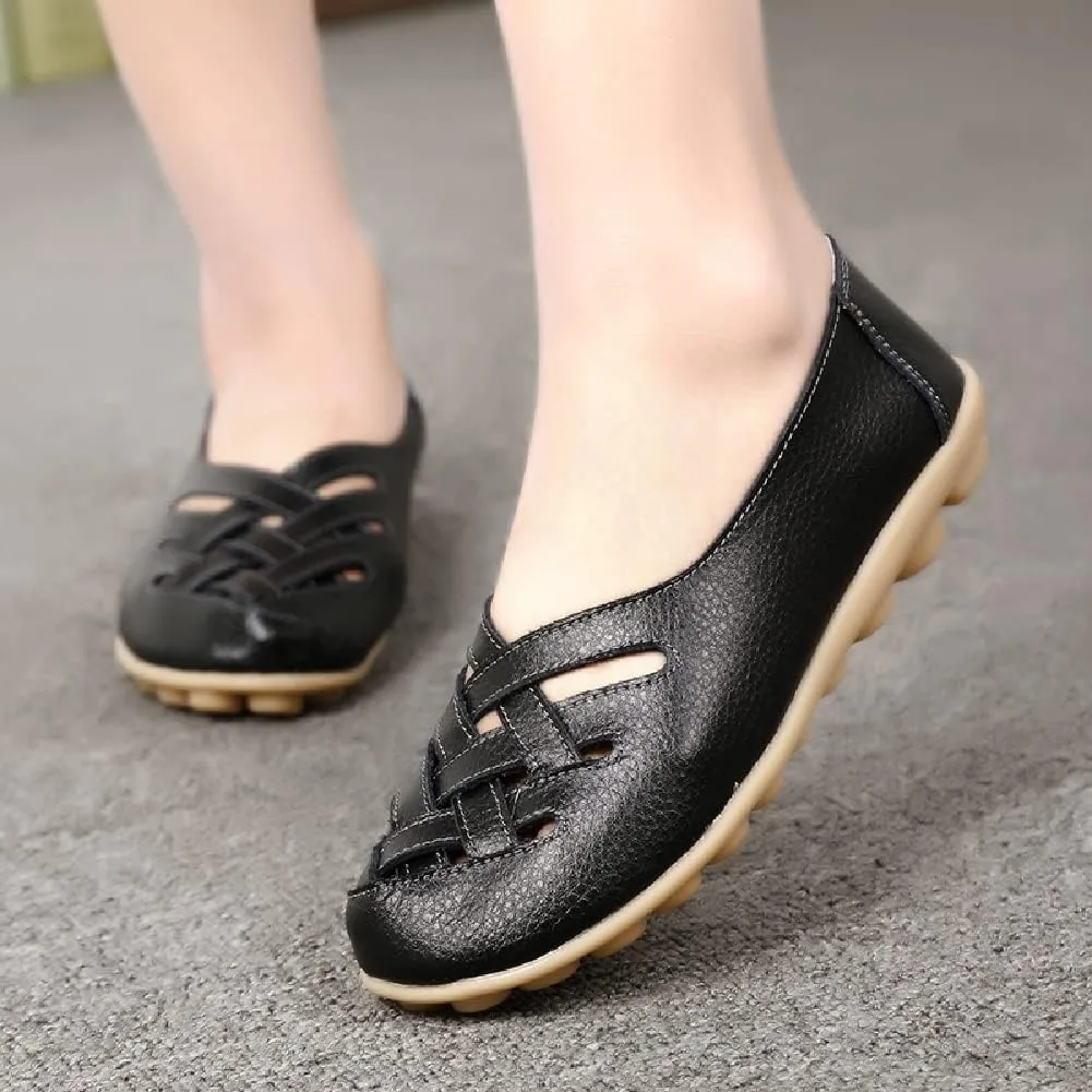 WERWAES Womens Loafers Flat Penny Boat Dress Shoes Comfortable Light-Weight Casual Slip-On Shoes Fashion Moccasin Genuine Leather Office Walking Driving Round Toe Non Slip Shoes
