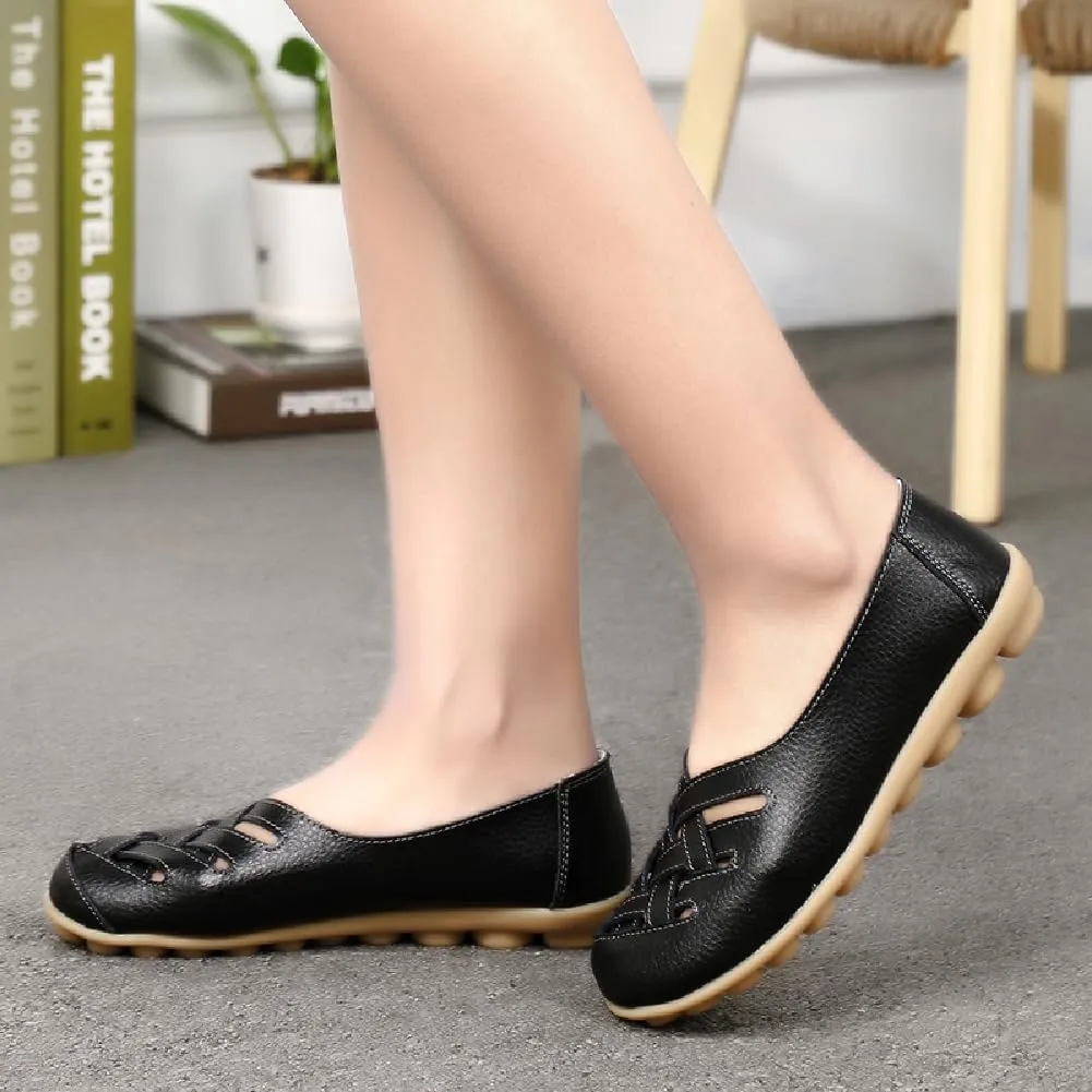 WERWAES Womens Loafers Flat Penny Boat Dress Shoes Comfortable Light-Weight Casual Slip-On Shoes Fashion Moccasin Genuine Leather Office Walking Driving Round Toe Non Slip Shoes