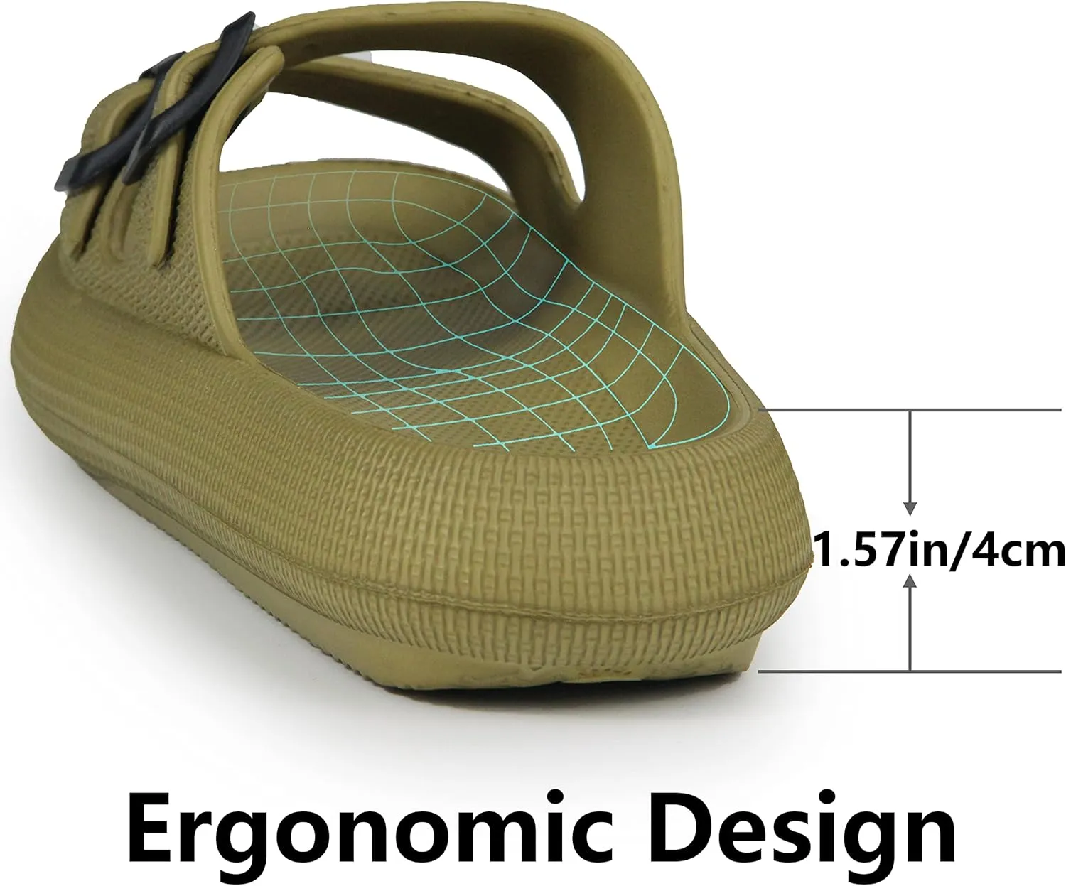Weweya Sandals for Women and Men - Pillow Slippers - Double Buckle Adjustable Slides - EVA Flat Sandals