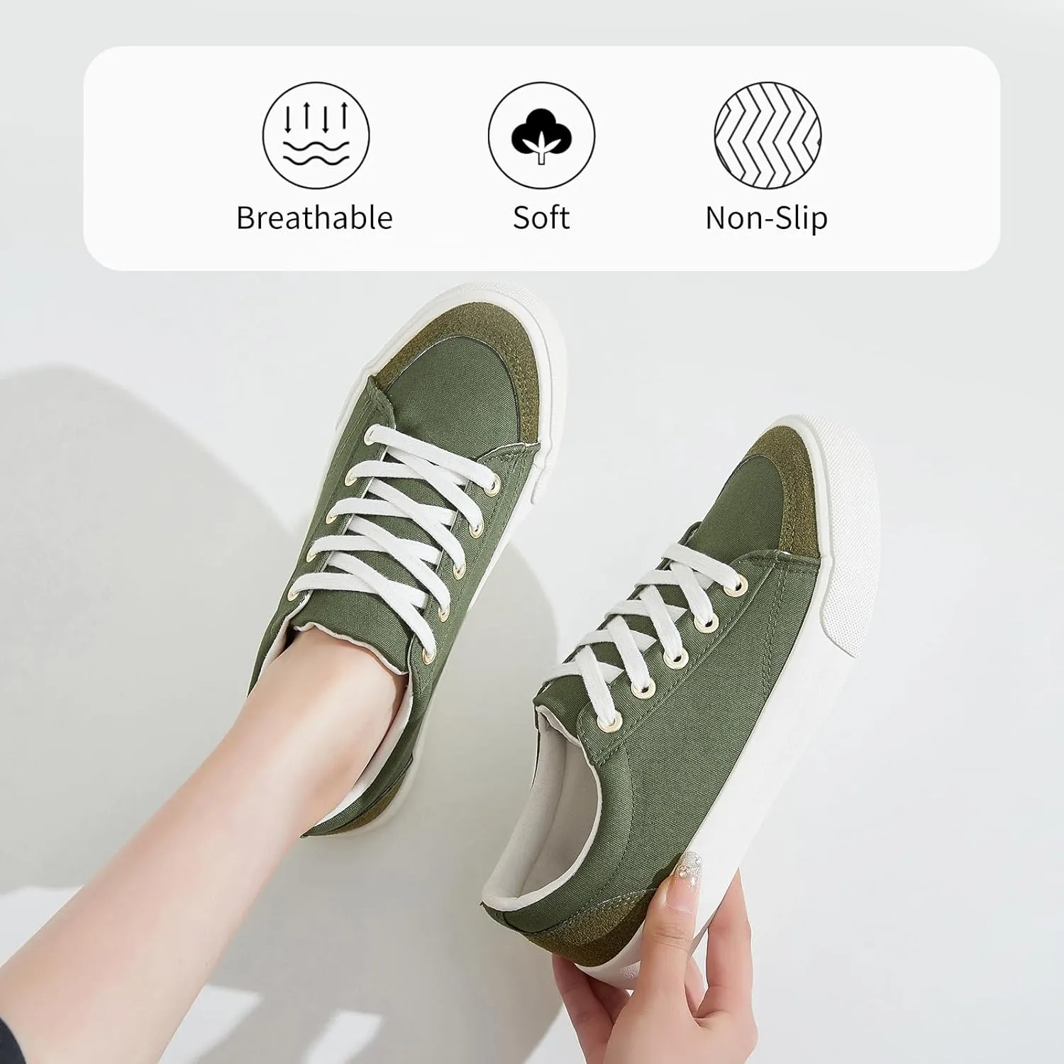 Witwatia Canvas Sneakers for Women Low Top Canvas Shoes Ladies Lace-Up Fashion Sneakers White Tennis Shoes Comfort Casual Walking Shoes for Girls