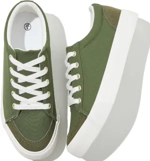 Witwatia Canvas Sneakers for Women Low Top Canvas Shoes Ladies Lace-Up Fashion Sneakers White Tennis Shoes Comfort Casual Walking Shoes for Girls