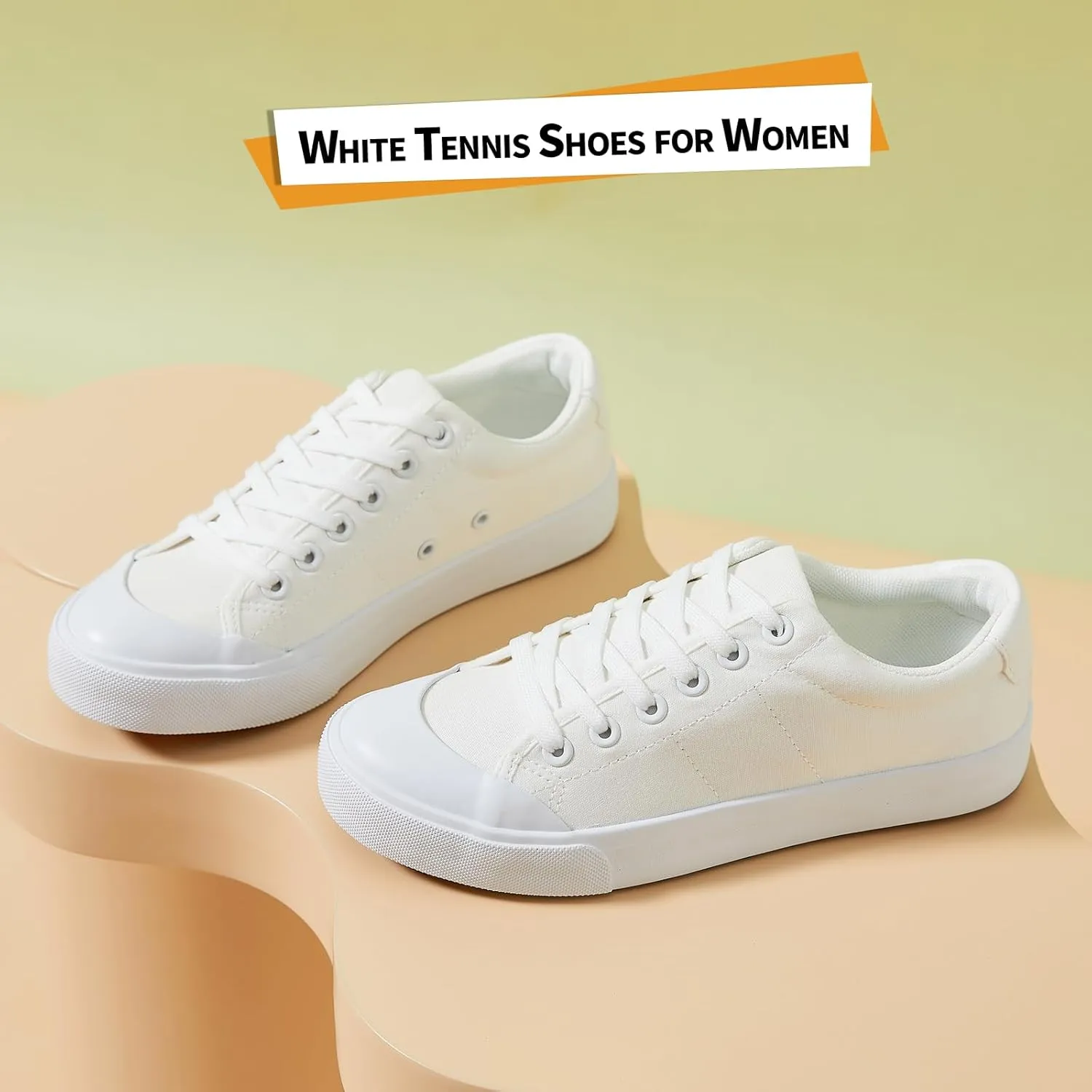 Witwatia White Tennis Shoes Low Top Canvas Sneakers Fashion Casual Walking Shoes for Women