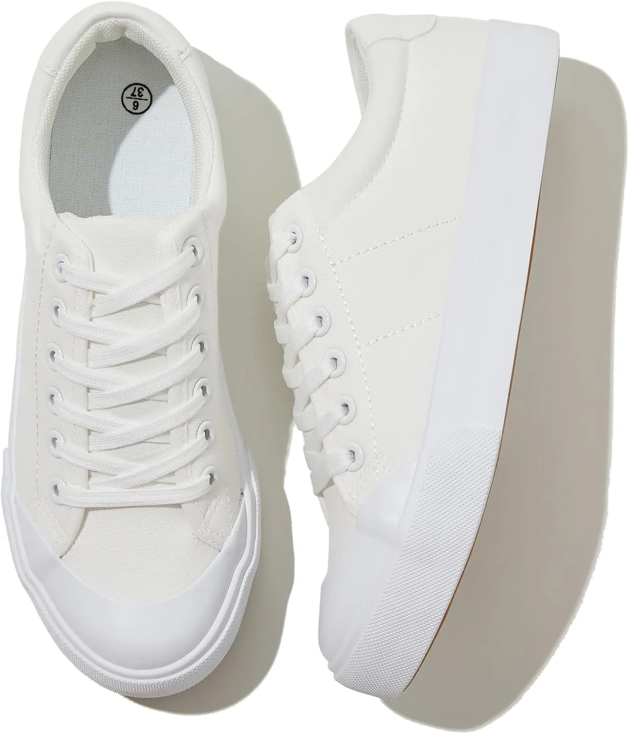 Witwatia White Tennis Shoes Low Top Canvas Sneakers Fashion Casual Walking Shoes for Women