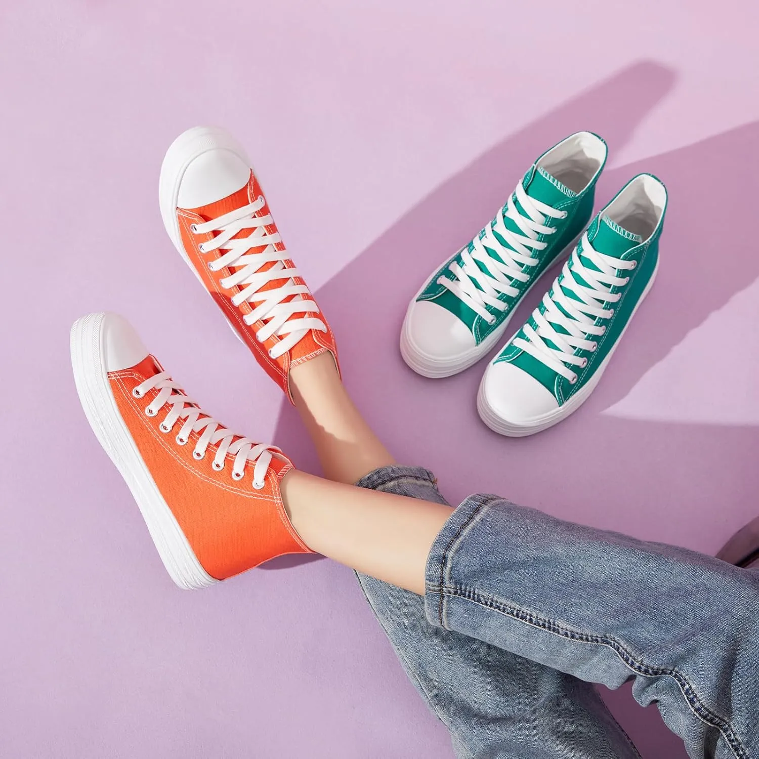 Witwatia Womens Classic High Top Canvas Shoes Fashion White Tennis Shoes Lace Up Casual Walking Sneakers for Women
