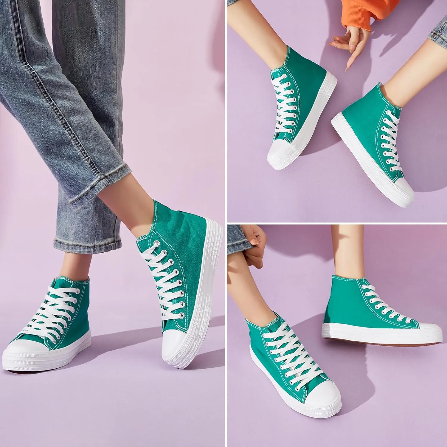 Witwatia Womens Classic High Top Canvas Shoes Fashion White Tennis Shoes Lace Up Casual Walking Sneakers for Women