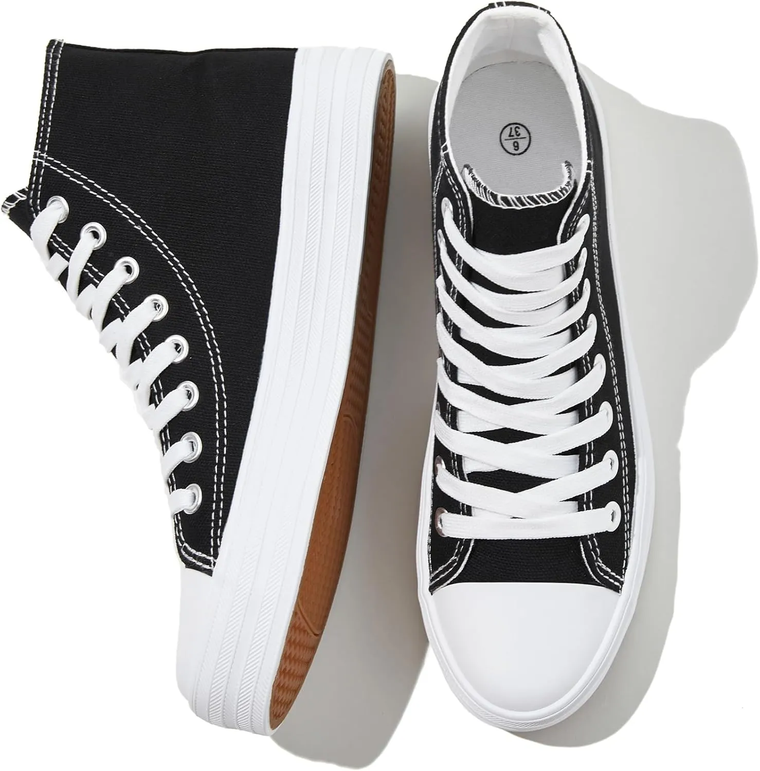 Witwatia Womens Classic High Top Canvas Shoes Fashion White Tennis Shoes Lace Up Casual Walking Sneakers for Women