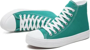 Witwatia Womens Classic High Top Canvas Shoes Fashion White Tennis Shoes Lace Up Casual Walking Sneakers for Women