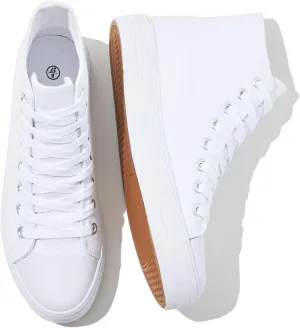 Witwatia Womens Classic High Top Canvas Shoes Fashion White Tennis Shoes Lace Up Casual Walking Sneakers for Women
