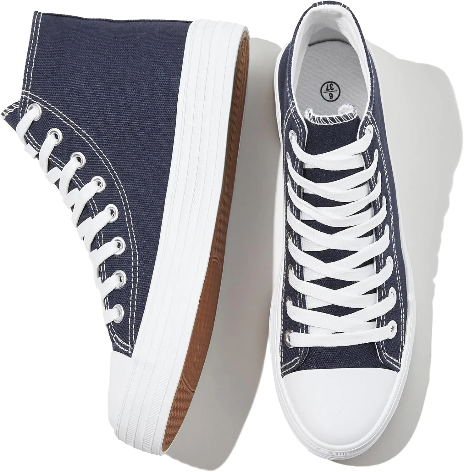 Witwatia Womens Classic High Top Canvas Shoes Fashion White Tennis Shoes Lace Up Casual Walking Sneakers for Women